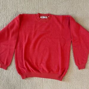 Vintage John Ashford Sweater Mens XL 100% Cotton Coral Grandpa Knit Crewneck